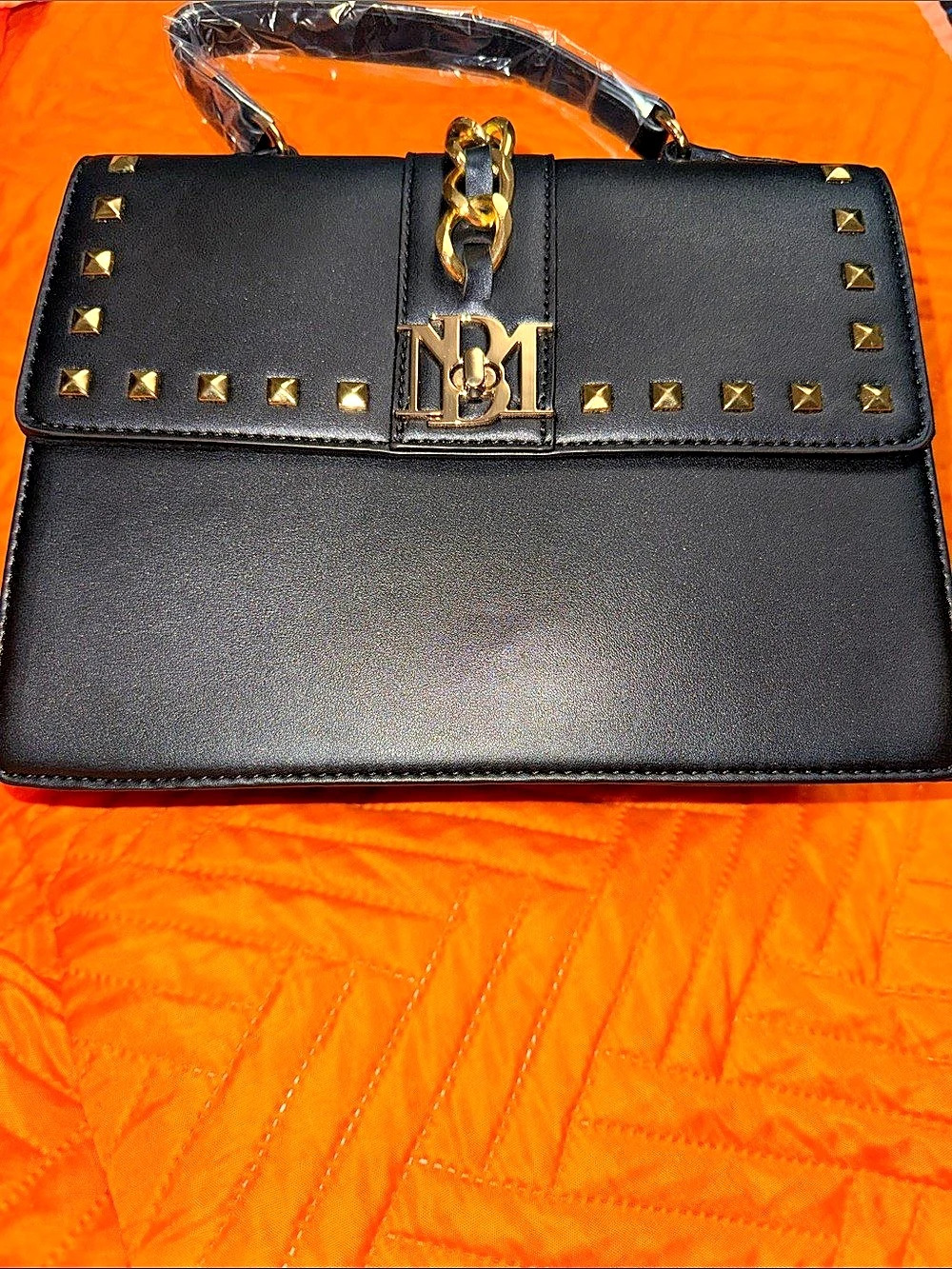 Badgley Mischka Studded Shoulder Bag in Black NWT